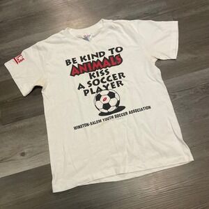 Vintage Hanes 90s Winston-Salem Youth Soccer Association T-Shirt White Small USA